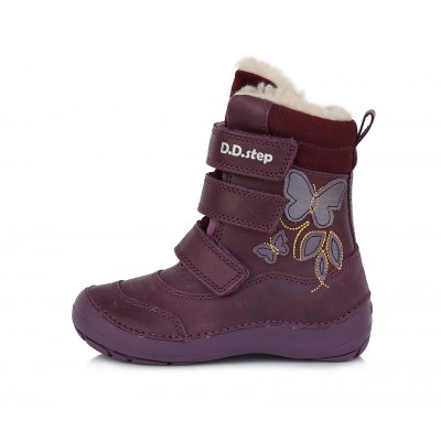 D.D. step dievčenská detská celokožená zimná obuv W023-117M Violet